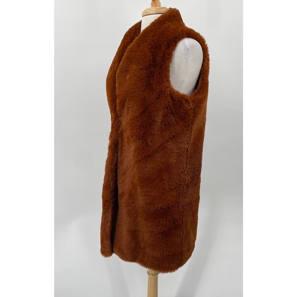 Soft Surroundings Longline Vest Faux Fur Burnt Orange Brown Womens Medium - Picture 5 of 9